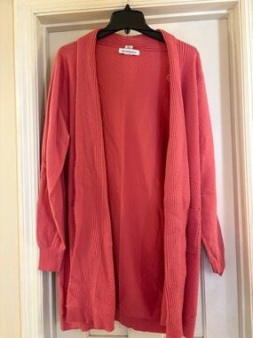 Coral Open-Front Women's Cardigan Sweater